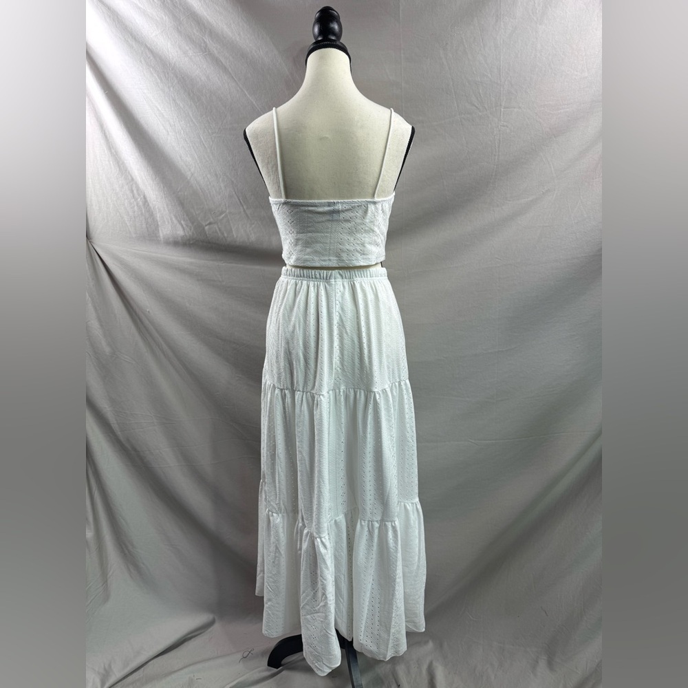 Boho Eyelet Embroidered Two-Piece Maxi Set White - Picture 8 of 9